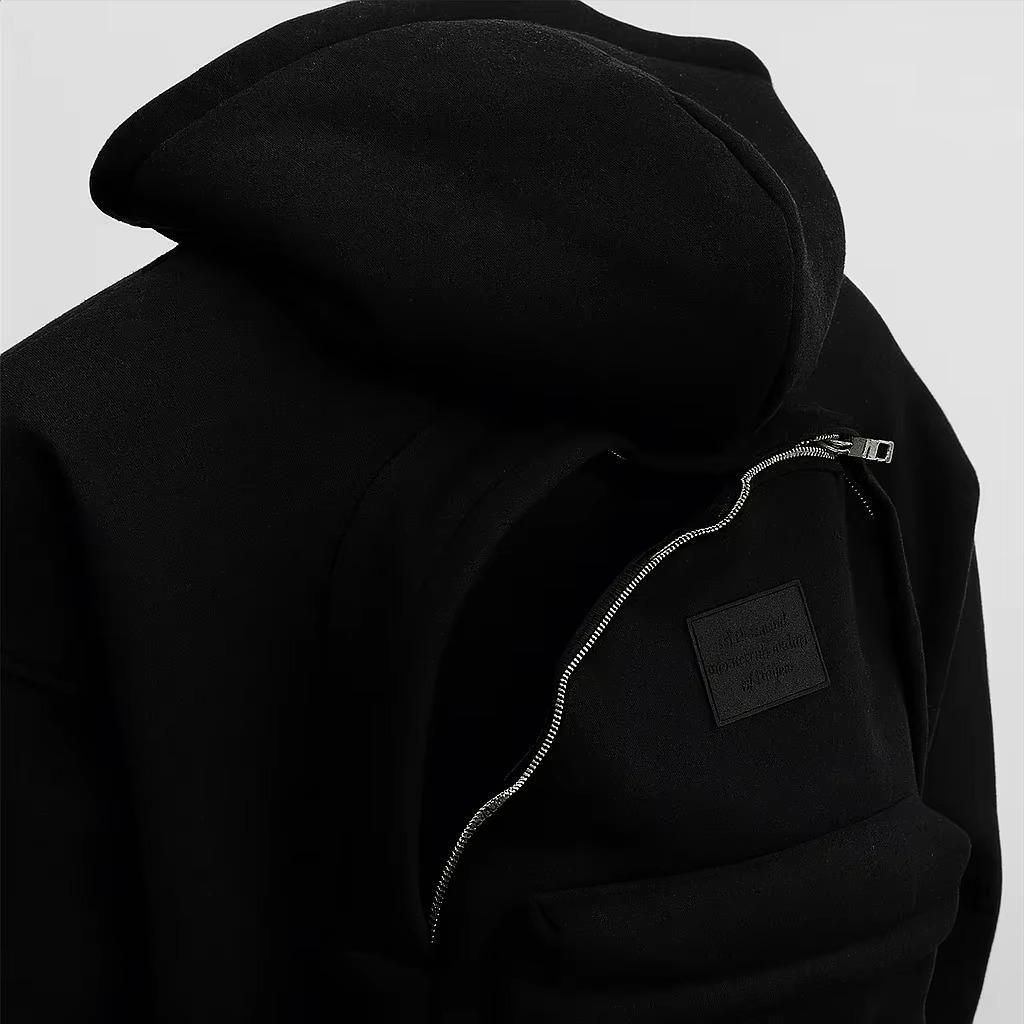 ππ Men's Solid Custom Backpack Zip Up Hoodie