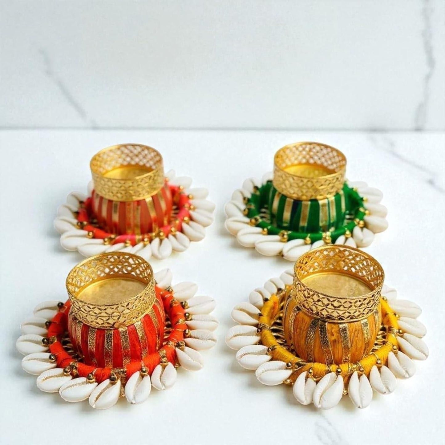 π―οΈβ¨ Cowrie Dholakh Tealight Holder Pack of 2