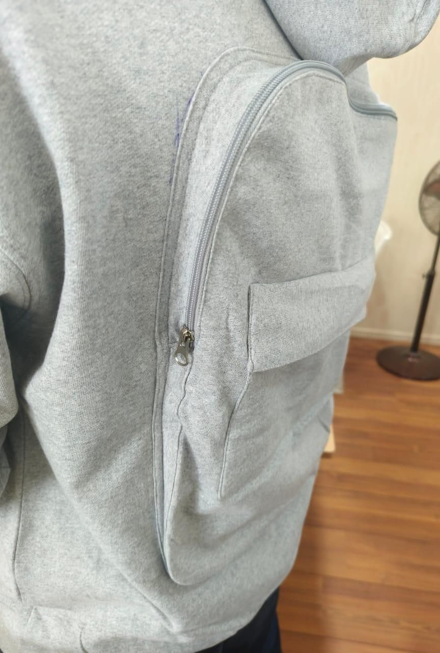 ππ Men's Solid Custom Backpack Zip Up Hoodie