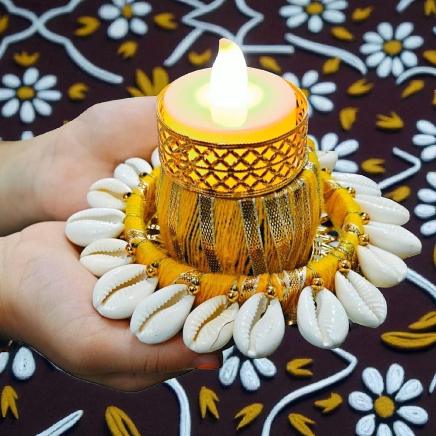 π―οΈβ¨ Cowrie Dholakh Tealight Holder Pack of 2