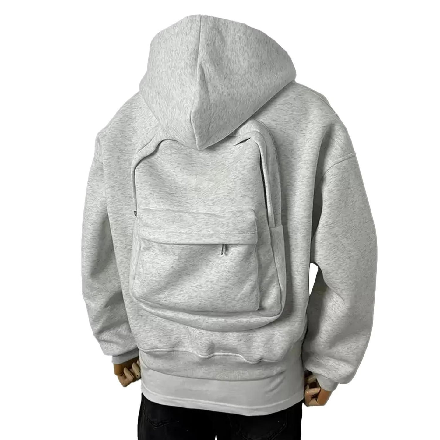 ππ Men's Solid Custom Backpack Zip Up Hoodie