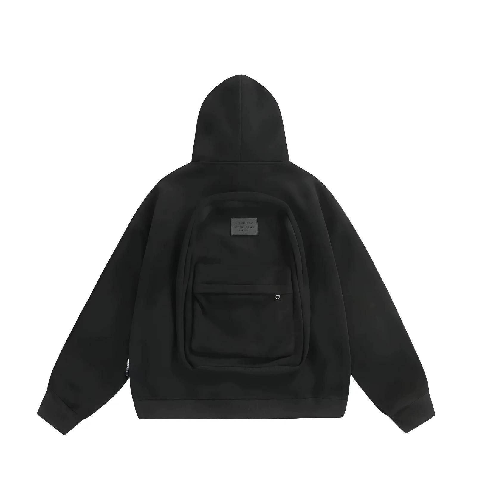 👕🎒 Men's Solid Custom Backpack Zip Up Hoodie