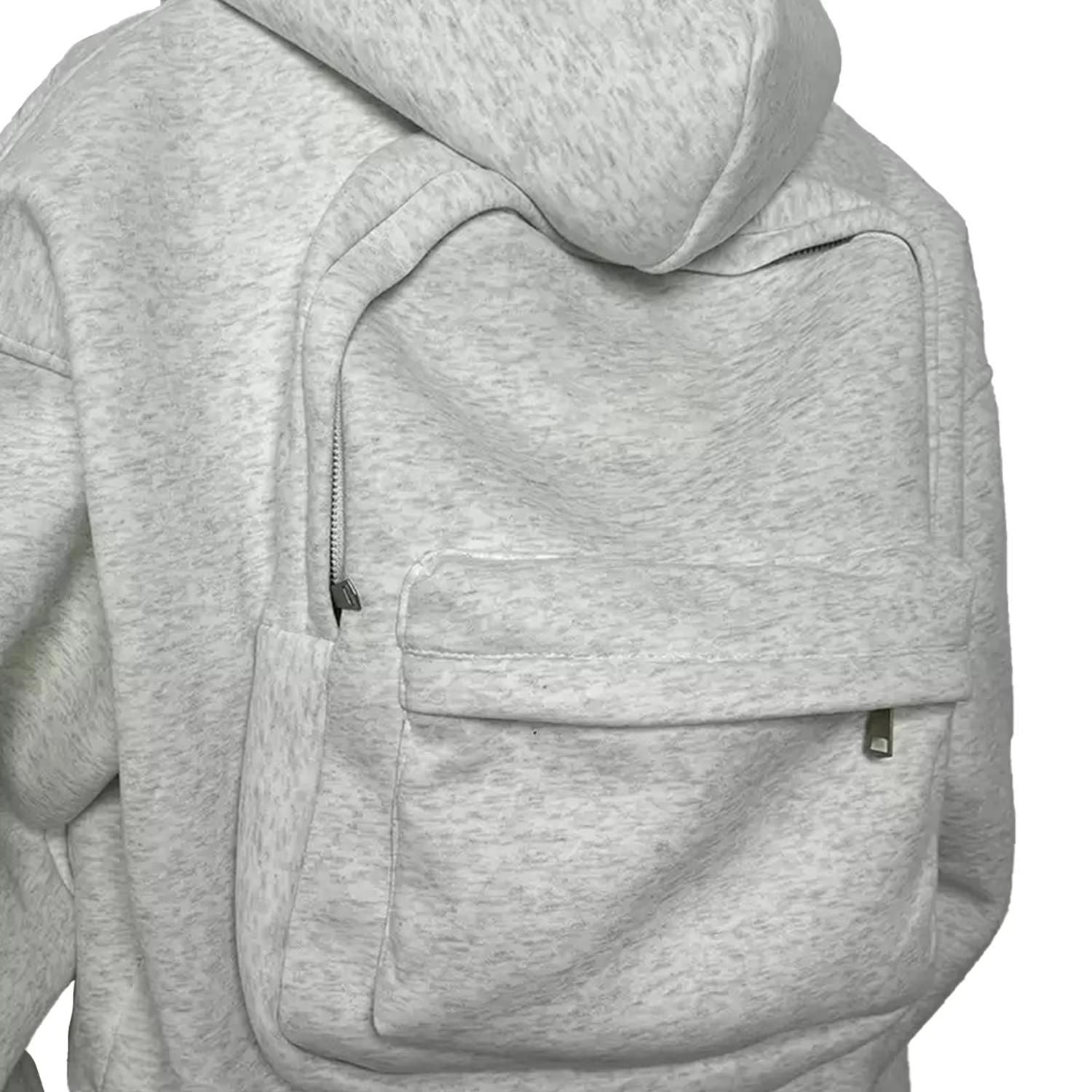 👕🎒 Men's Solid Custom Backpack Zip Up Hoodie