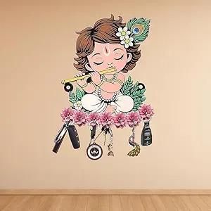 Old 🪔🔑 Krishna Wooden Keys Hanger – Wall Décor & Key Organizer
