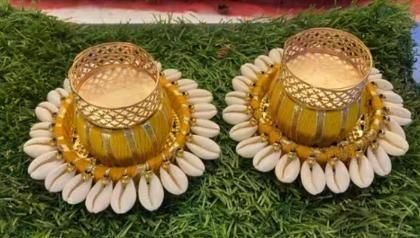 🕯️✨ Cowrie Dholakh Tealight Holder Pack of 2