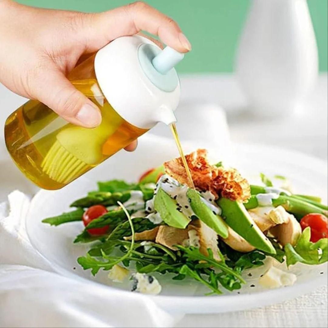 Old 🛒 Plastic 2-in-1 Oil Dispenser with Silicone Brush – Perfect for Cooking & Baking