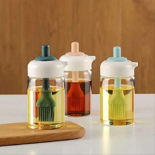 Old 🛒 Plastic 2-in-1 Oil Dispenser with Silicone Brush – Perfect for Cooking & Baking
